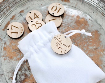 DIY Advent Calendar Tags: Wooden Christmas Countdown Numbers with Storage Bag