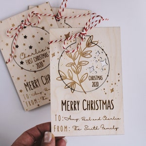 Carte postale en bois personnalisée - cadeau de boîte aux lettres de Noël - décoration de Noël ~ ornement de Noël ~ premier Noël de bébé