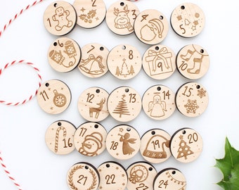 DIY Advent Calendar Tags: Wooden Christmas Countdown Set