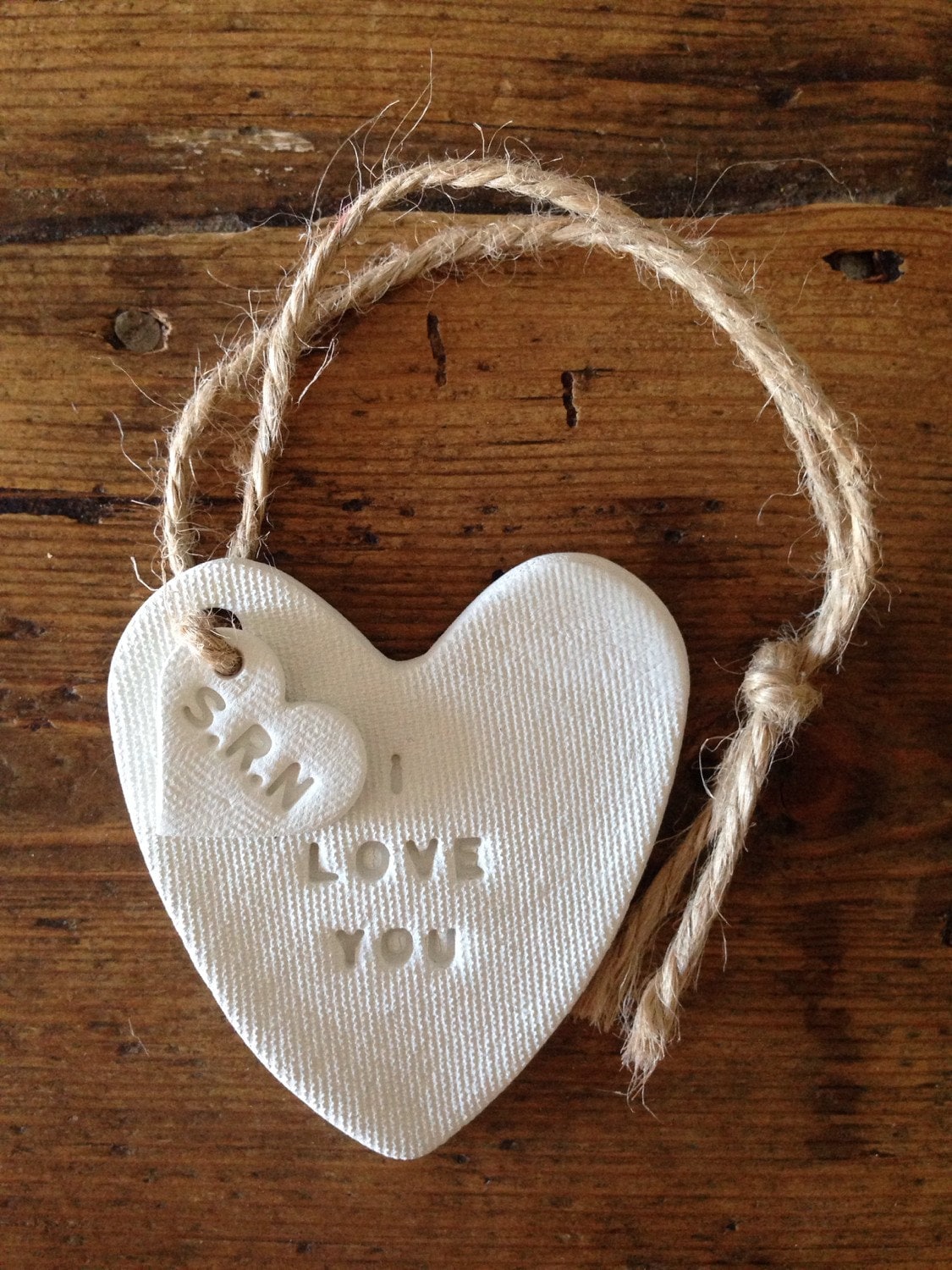 White Clay Heart / Personalised Gift / Mother's Day
