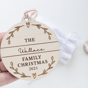 Family Christmas bauble - personalised Christmas decoration ~ wooden Christmas ornament ~ newlywed