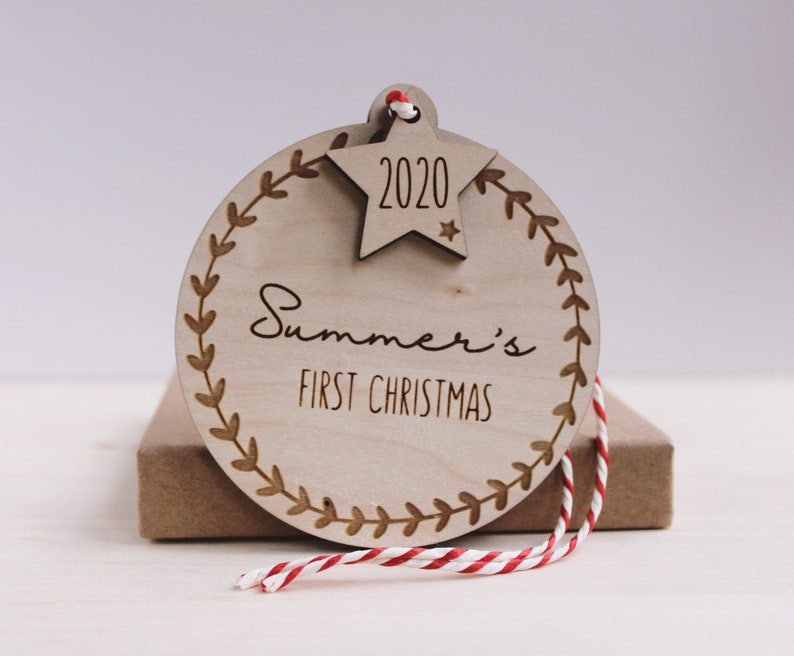 Personalised First Christmas bauble Christmas decoration ~ wooden Christmas ornament ~ baby's first Christmas ~ newlywed 