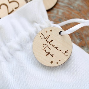 Advent tags with storage bag, perfect for DIY advent calendars, Christmas countdown tags, advent calendar numbers image 2