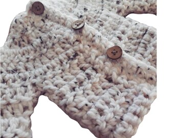 Newborn Baby Sweater,knit baby cardigan, baby clothes Hand Crocheted, Newborn Natural Cream with Coconut Wood Buttons