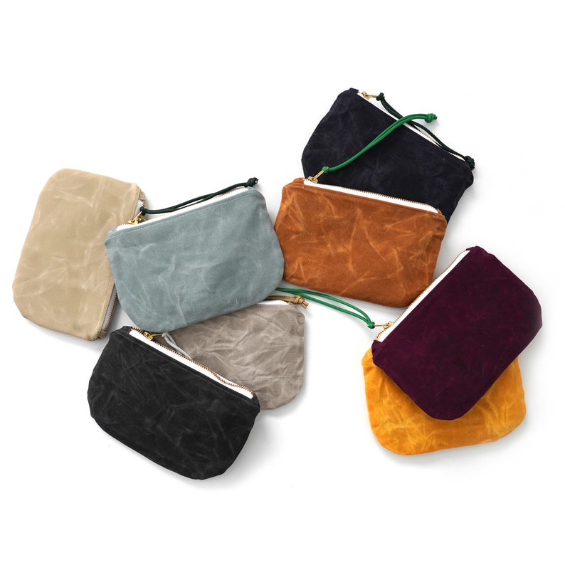 Cartera / bolso de mano / bolso con cremallera de lona encerada imagen 1