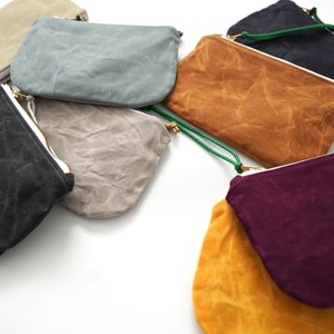 Cartera / bolso de mano / bolso con cremallera de lona encerada imagen 2