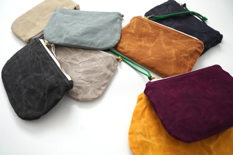 Cartera / bolso de mano / bolso con cremallera de lona encerada imagen 2