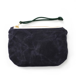 Cartera / bolso de mano / bolso con cremallera de lona encerada indigo