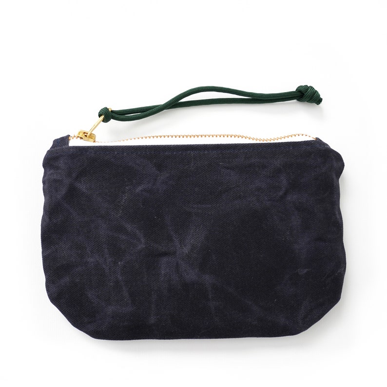Cartera / bolso de mano / bolso con cremallera de lona encerada indigo