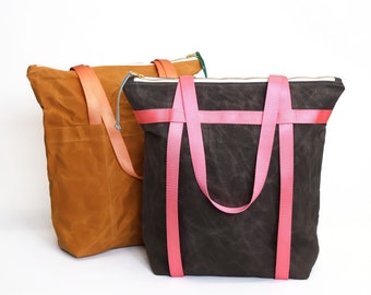 Mochila y bolso de lona encerada / Combo versátil de mochila y bolso