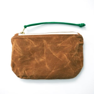 Cartera / bolso de mano / bolso con cremallera de lona encerada whiskey