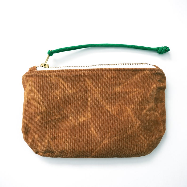 Cartera / bolso de mano / bolso con cremallera de lona encerada whiskey