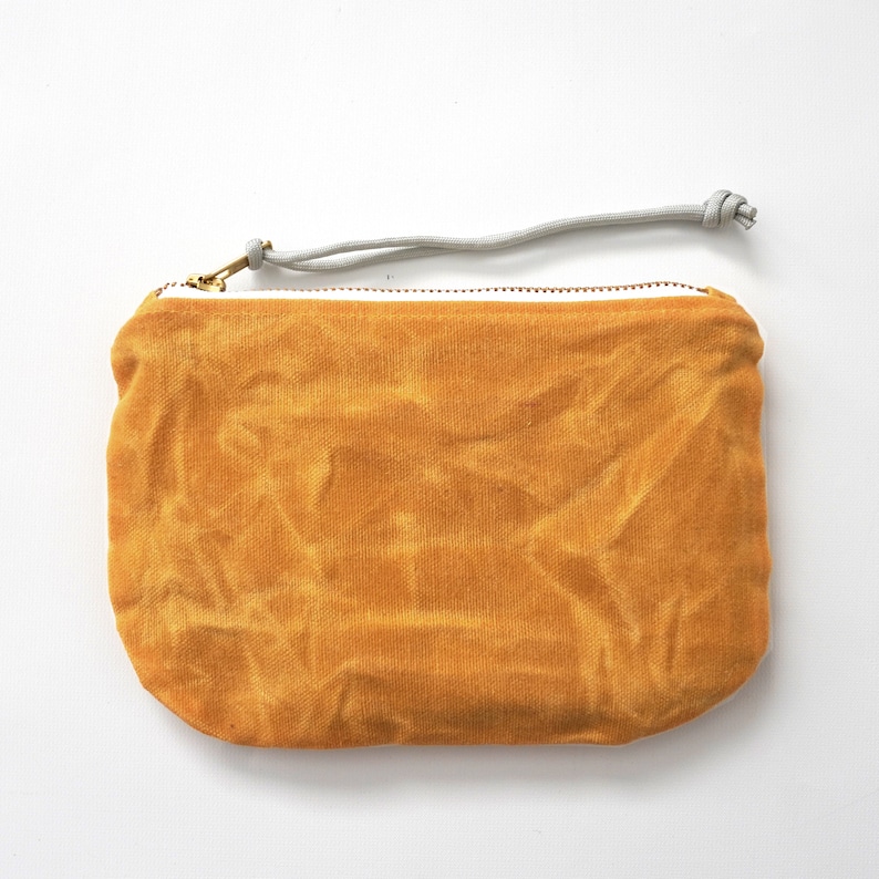 Cartera / bolso de mano / bolso con cremallera de lona encerada marigold