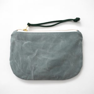 Cartera / bolso de mano / bolso con cremallera de lona encerada sage