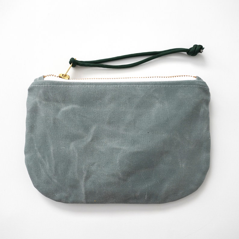 Cartera / bolso de mano / bolso con cremallera de lona encerada sage