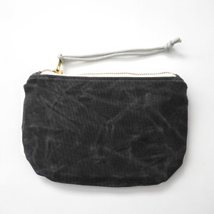 Cartera / bolso de mano / bolso con cremallera de lona encerada slate