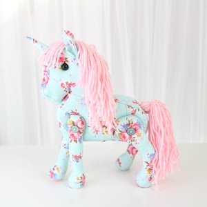 Unicorn plush.  Blue unicorn toy. &quot;Celeste&quot; Horse memorial. Pony plushie. Plush Unicorn doll. Baby niece gift.