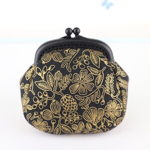 Black & gold small snap coin pouch. Medicine bag. Ring keeper.