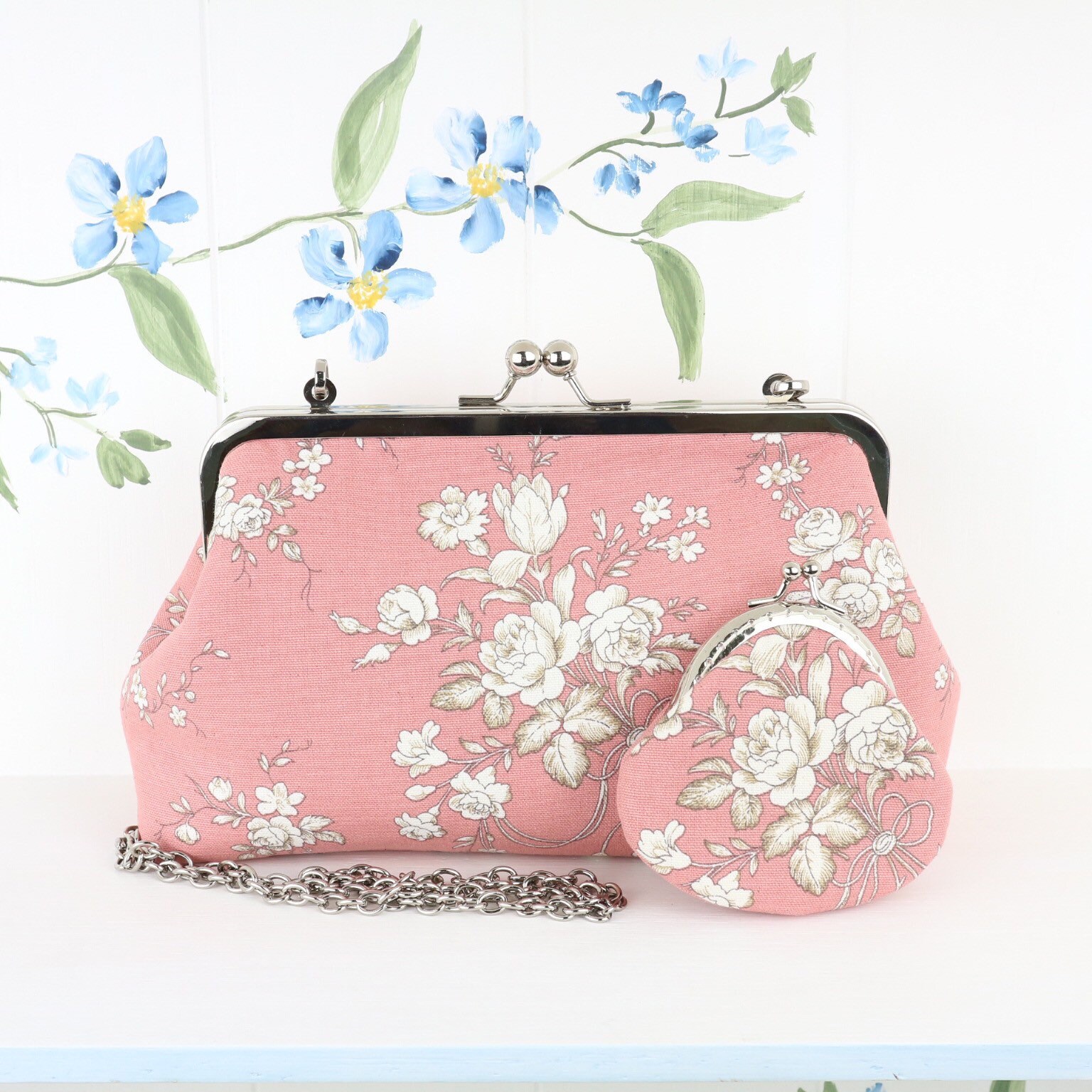 Pastel Clutch /crossbody Purse With Chain Straps and Matching Etsy