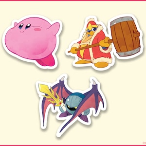 Kirby, Dedede, Meta Knight - Adesivi in vinile fustellati
