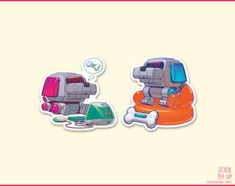Pegatina de vinilo Poo-Chi - Perro robot de los años 2000 - Troquelada resistente al agua