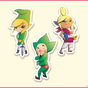 Wind Waker - Stickers vinyles découpés - Lien/Tingle/Tetra