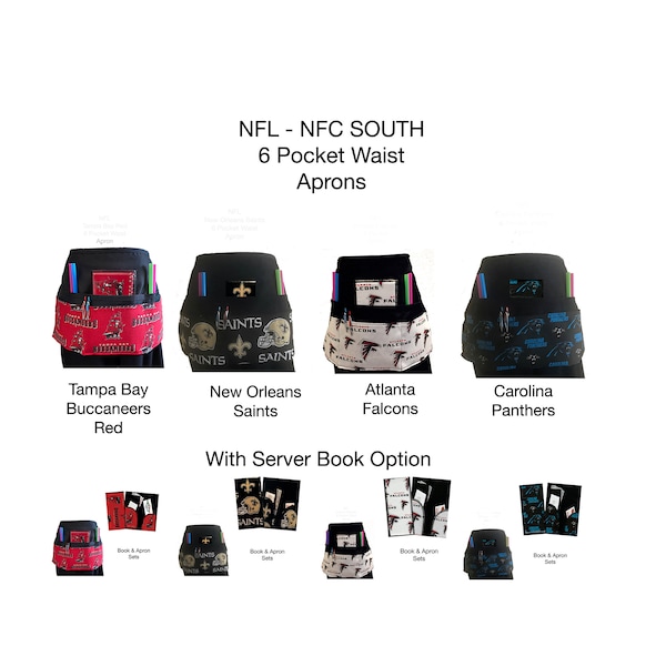 6 Pocket NFL-NFC Waist Aprons (includes Server Book Option)