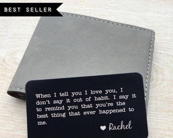 Personalized wallet card, Custom wallet card, Wallet card insert, Personalized message card, Metal wallet card / Laser engraved or Printed