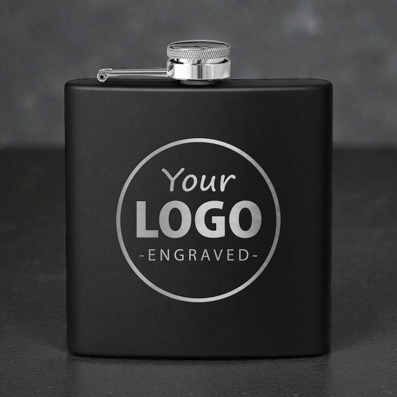 Custom Black or White Flask Laser Engraved With Your Logo or Image ...