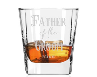 Father of the Groom or Bride Whiskey Glasses / Engraved Rocks Glass 9.25 oz. Wedding whiskey glasses, Wedding gift for dad