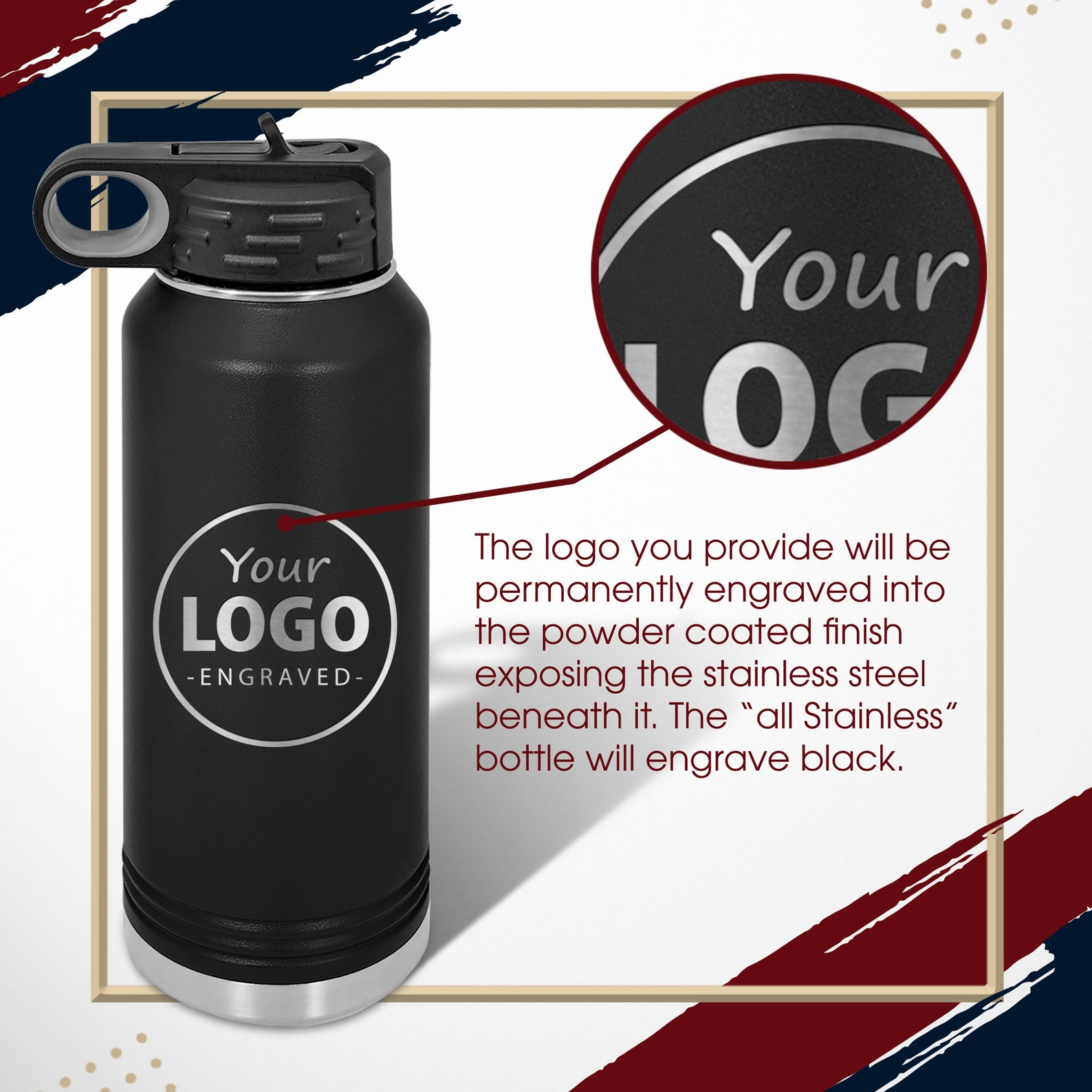 Custom Engraved Water Bottles With Your Logo or Image Laser Engraved ...