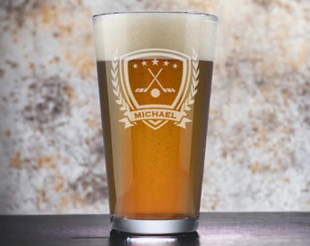 Personalized Hockey Pint Beer Glass / Laser engraved 16 oz.