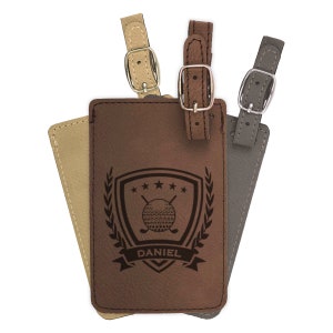 Personalized Golf bag tag, engraved golf luggage tag, leather luggage tag/Laser engraved suit case tag, sports gift, golf gift engraved