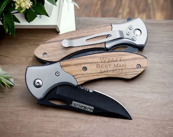 Personalized engraved pocket knife, wedding knife, anniversary gift, groomsman knife, best man knife/Laser Engraved SHIPS FAST