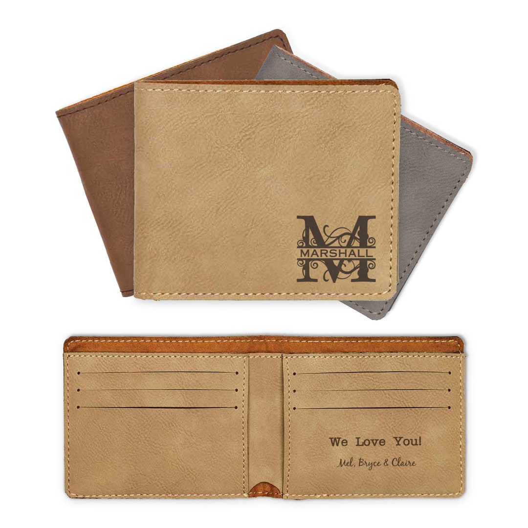 Personalized Wallet, Engraved Leather Wallet, Gift for Him, Men's