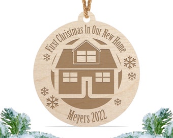 First Christmas in our new home ornament, Personalized engraved wood Christmas ornament, First Christmas ornament / Laser engraved