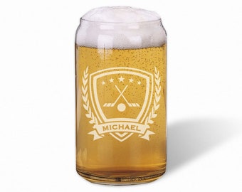 Personalized Hockey Beer Can Glass/Engraved Beer Can Glass 16 oz.