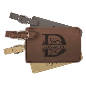 Etiqueta de equipaje personalizada, etiqueta de equipaje grabada, etiqueta de equipaje de cuero / etiqueta de maleta grabada con láser, regalo de viajero, regalo de boda