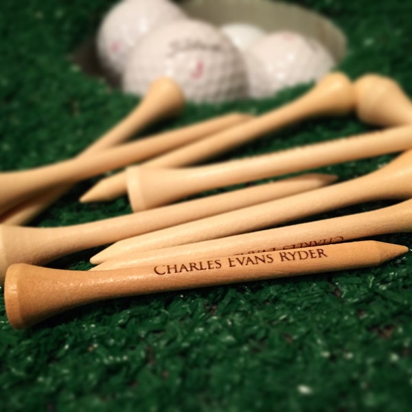 Personalized golf tees, Engraved golf tees, Engraved golf gift, Custom golf tees, Laser Engraved Golf Tees/2.75" Natural Wood or White