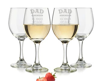 Papá estableció copa de vino, copa de papá, copa de vino personalizada, copas de vino personalizadas, copas de vino personalizadas Est. Fecha grabada/Copa de vino 20oz.