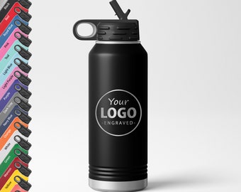 Custom engraved water bottles with your logo or image Laser Engraved / 32oz. in 18 color options