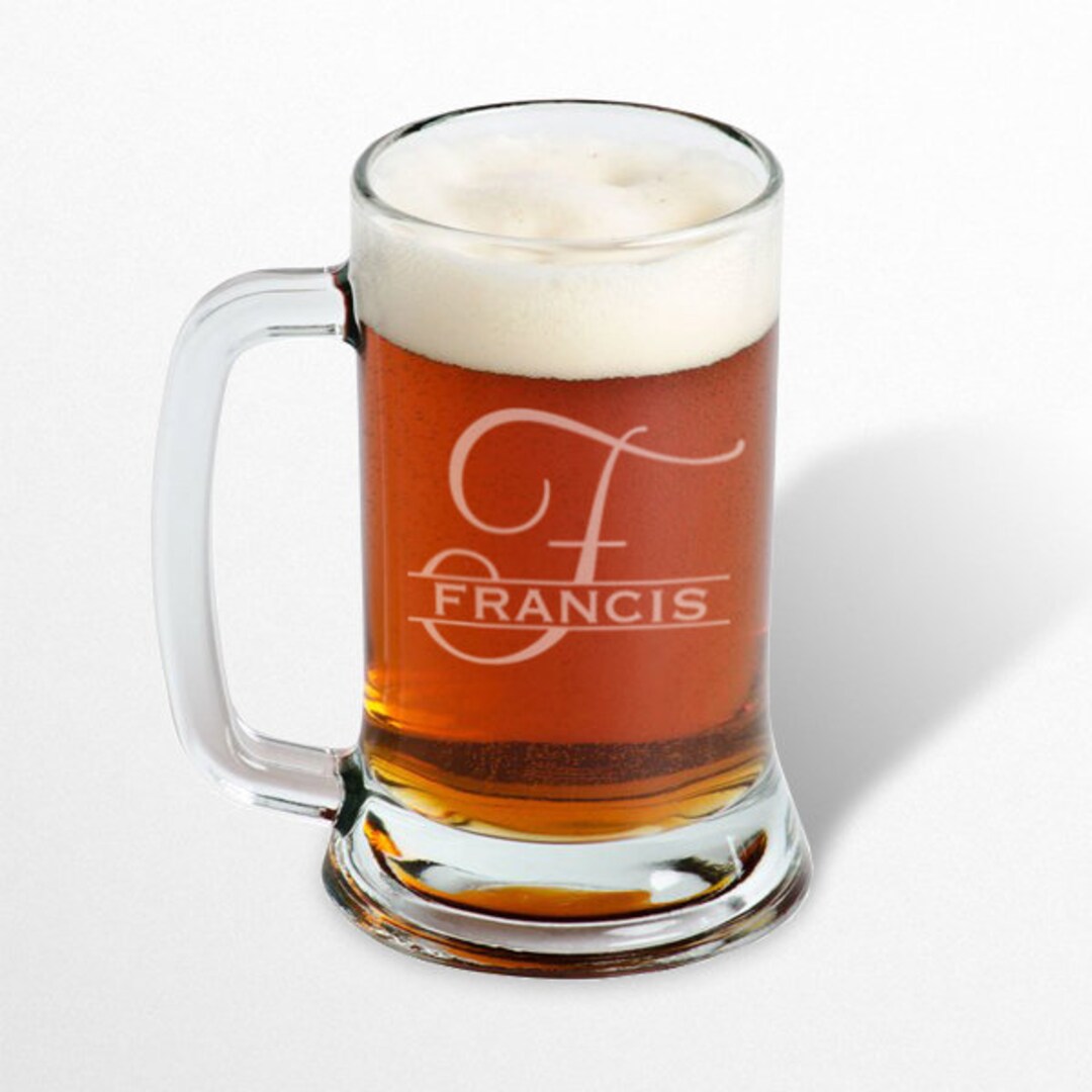 Beer Mug Engraved, Personalized Beer Mug, Groomsman Mug/16oz. Monogram ...