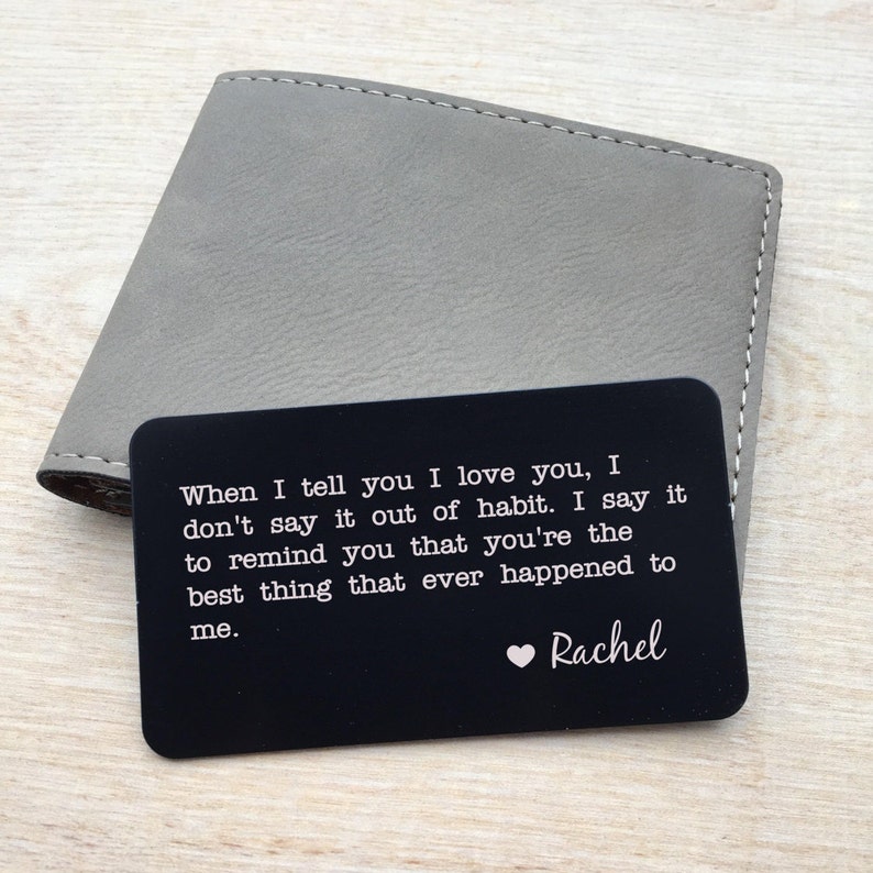 Personalized wallet card, Custom wallet card, Wallet card insert, Personalized message card, Metal wallet card / Laser engraved or Printed zdjęcie 10