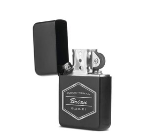 Groomsman Lighter, Engraved lighter, Personalized lighter / Laser engraved lighter w/case  Cigar lighter, Engraved lighter, Custom lighter