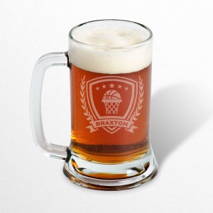 Basketball beer mug engraved, Personalized beer mug / Laser engraved 16oz. image 1