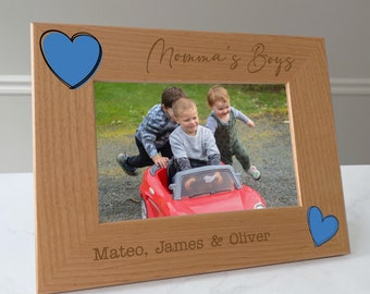 Mother and Sons picture frame, Mother's day gift, Mom gift for son / 4x6 photo frame / Printed & Laser Engraved