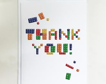 Colorful Building Brick Thank You Card – Toy Lover, Kids, All Ages, Creative Gift