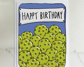 Pickleball Stack Happy Birthday Card, Gift for Pickle Ball Player, Blank Inside
