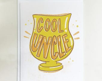 Uncle Greeting Card – Father Figure Card with Gold Trophy Illustration