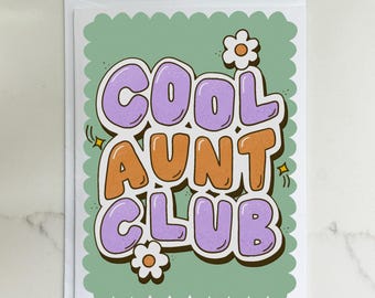 Cool Aunt Club Card – Funky Groovy Retro Birthday Appreciation Greeting